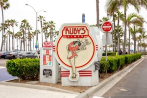 Store front sign of Rubys Diner
