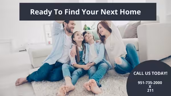 Ready to find your next home? Proeprty management Can Help! family sitting in their living room