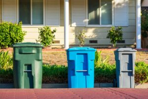 Garbage carts set outside of the home