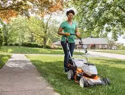 Woman mowing