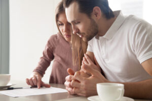 Couple reading contract