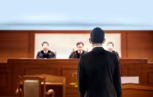 Lawyer in courtroom