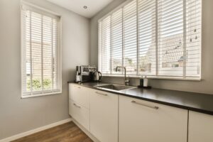 Blinds at kitchen area