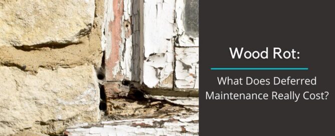 close up of rotting door frame