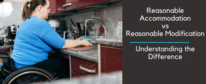 Woman in a wheelchair washing a dish at an accessibility modified kitchen sink