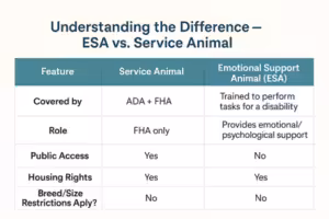ESA vs. Service Animal ESA vs. Service Animal