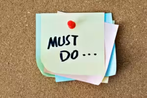 MUST DO text on sticky notes Property Management company in Orange County