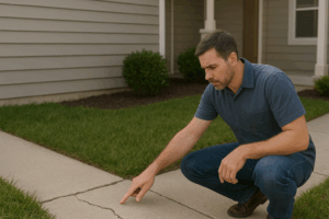 Inspecting the Cracked Sidewalk