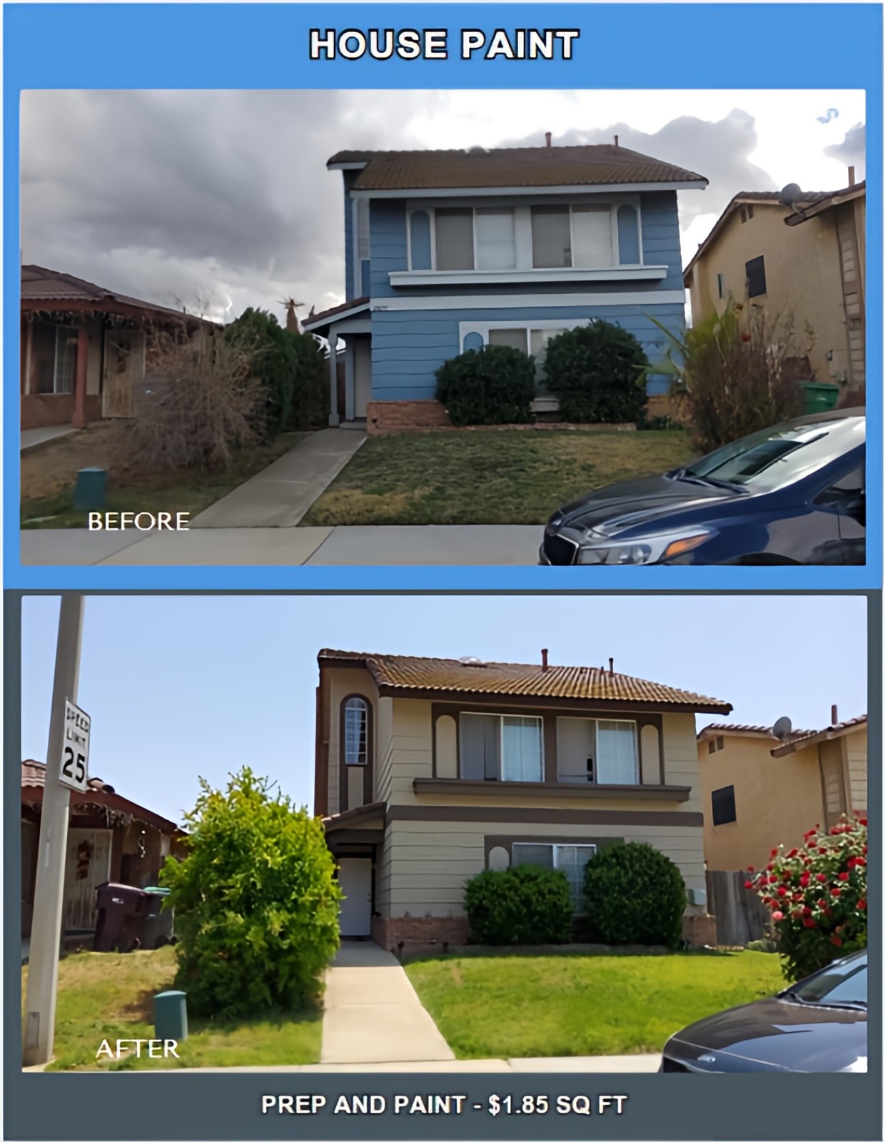 blue to brown exterior paint